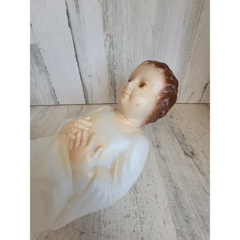 Blow mold vintage baby Jesus nativity scene Xmas lawn religious home decor
